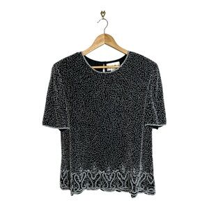 Camille Marie Women’s Vintage Silk Beaded Top Formal, Party, Holiday